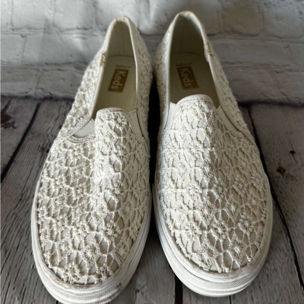 Keds Women's Cream Crochet Slip-On Sneakers